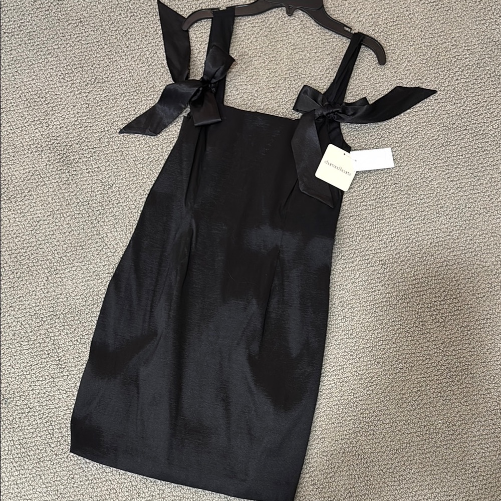 Elegant Black Dress with Bow Details
